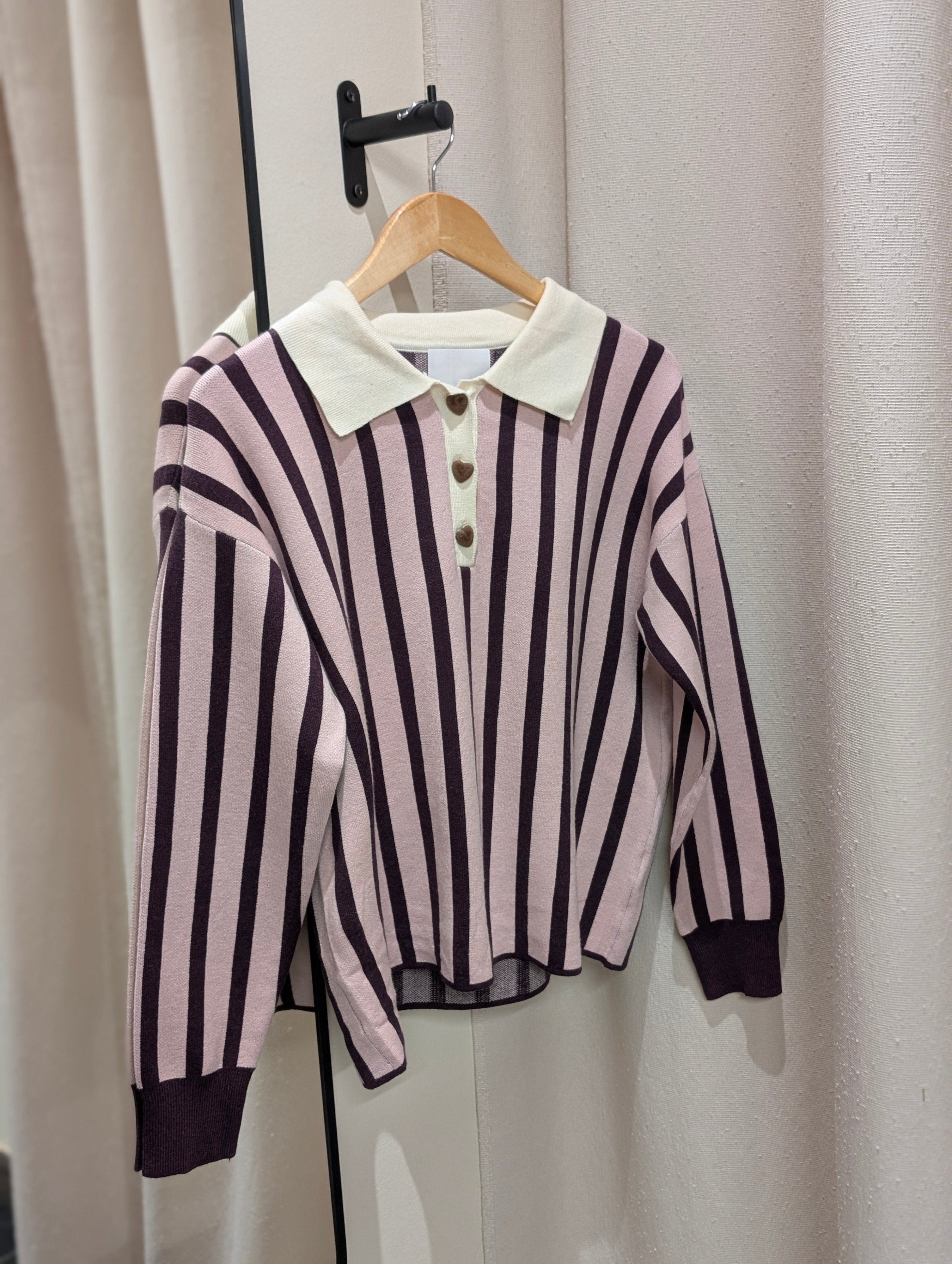 Striped Polo Knit – Blush & Burgundy - Kubanna