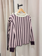Striped Polo Knit – Blush & Burgundy - Kubanna
