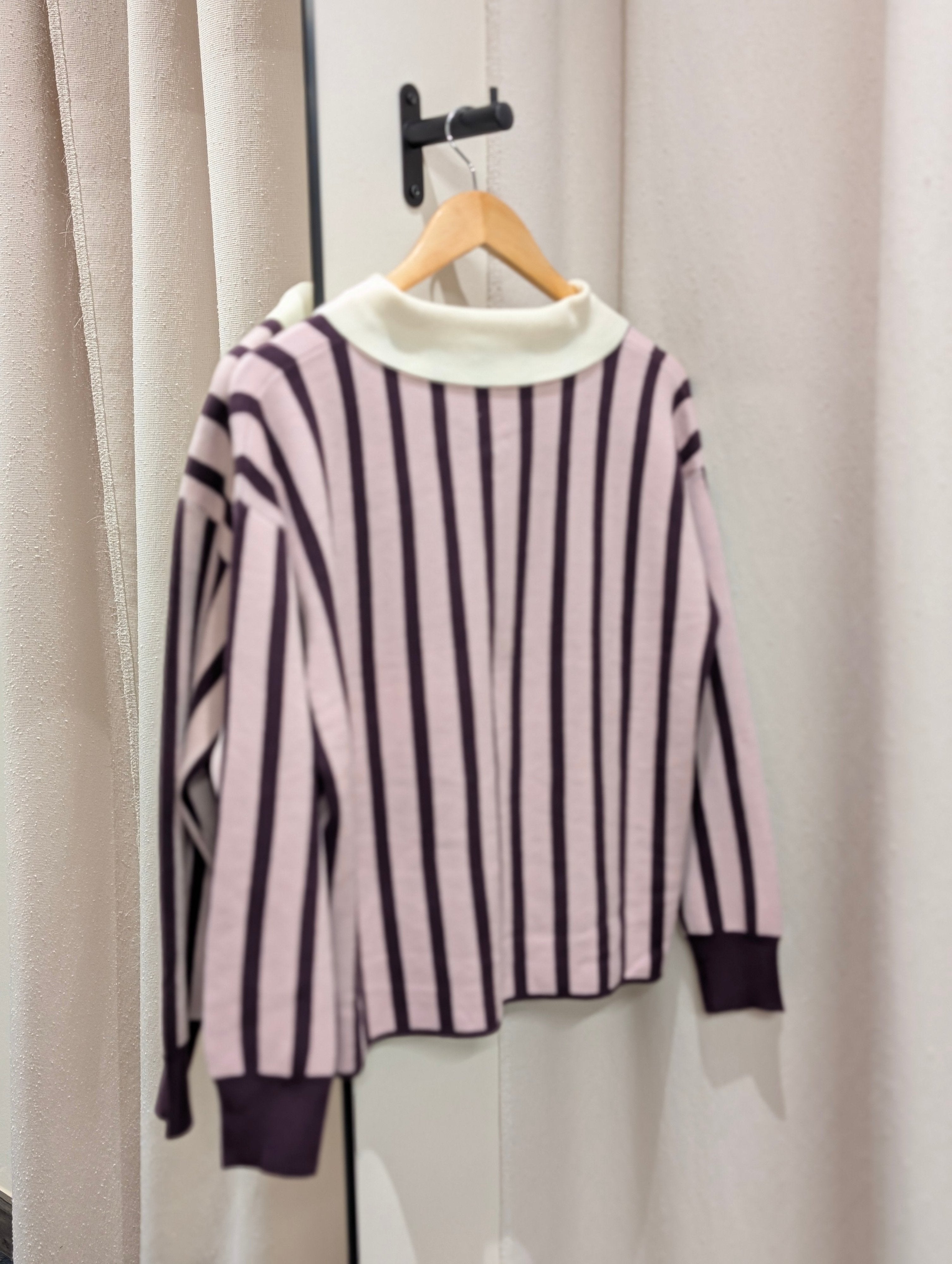 Striped Polo Knit – Blush & Burgundy - Kubanna