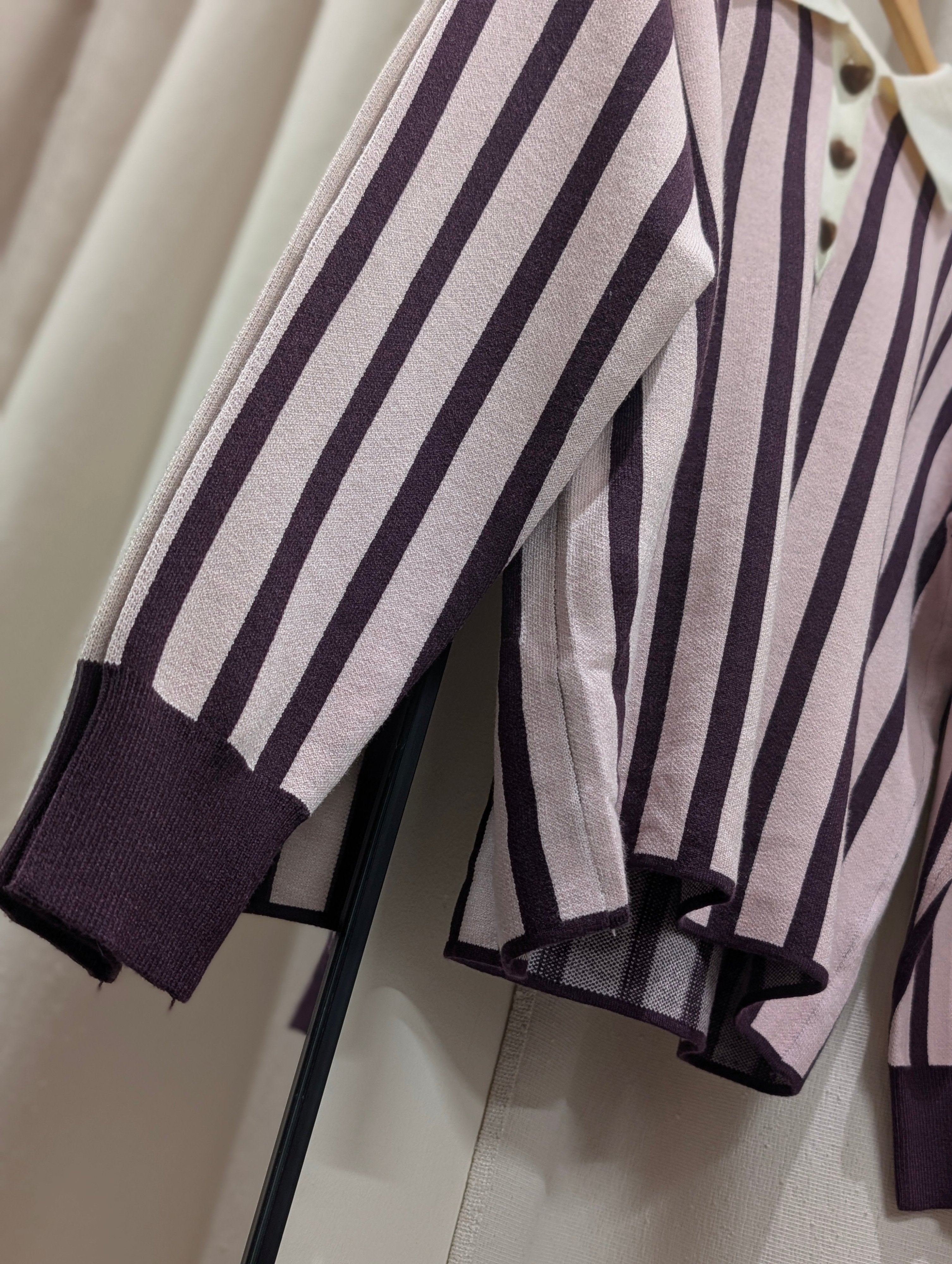 Striped Polo Knit – Blush & Burgundy - Kubanna