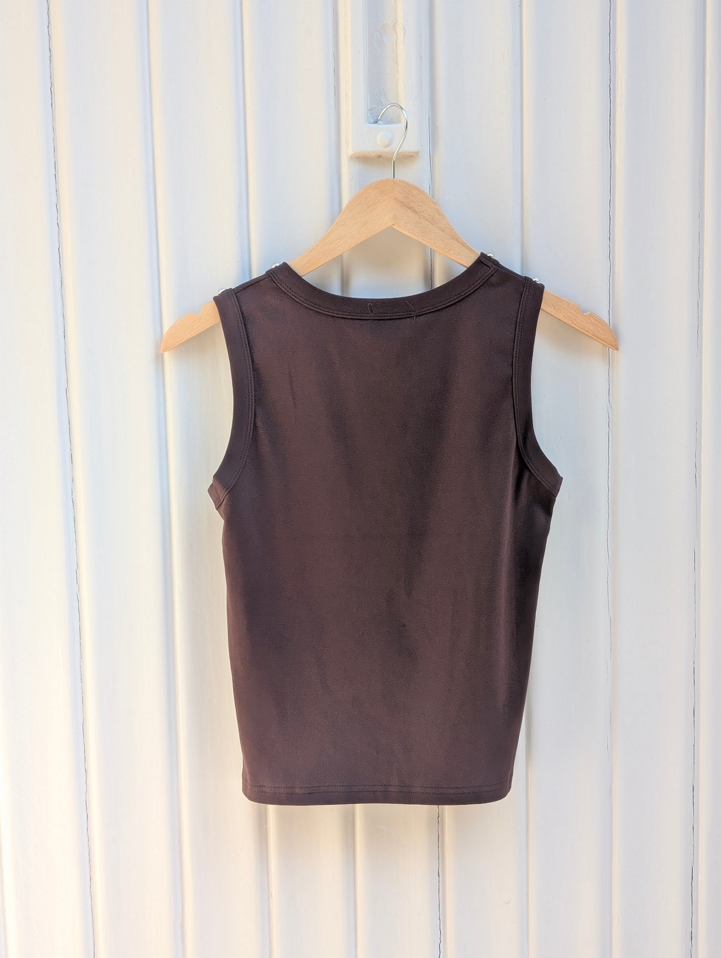 Studded Tank Top - Brown - Kubanna