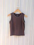 Studded Tank Top - Brown - Kubanna