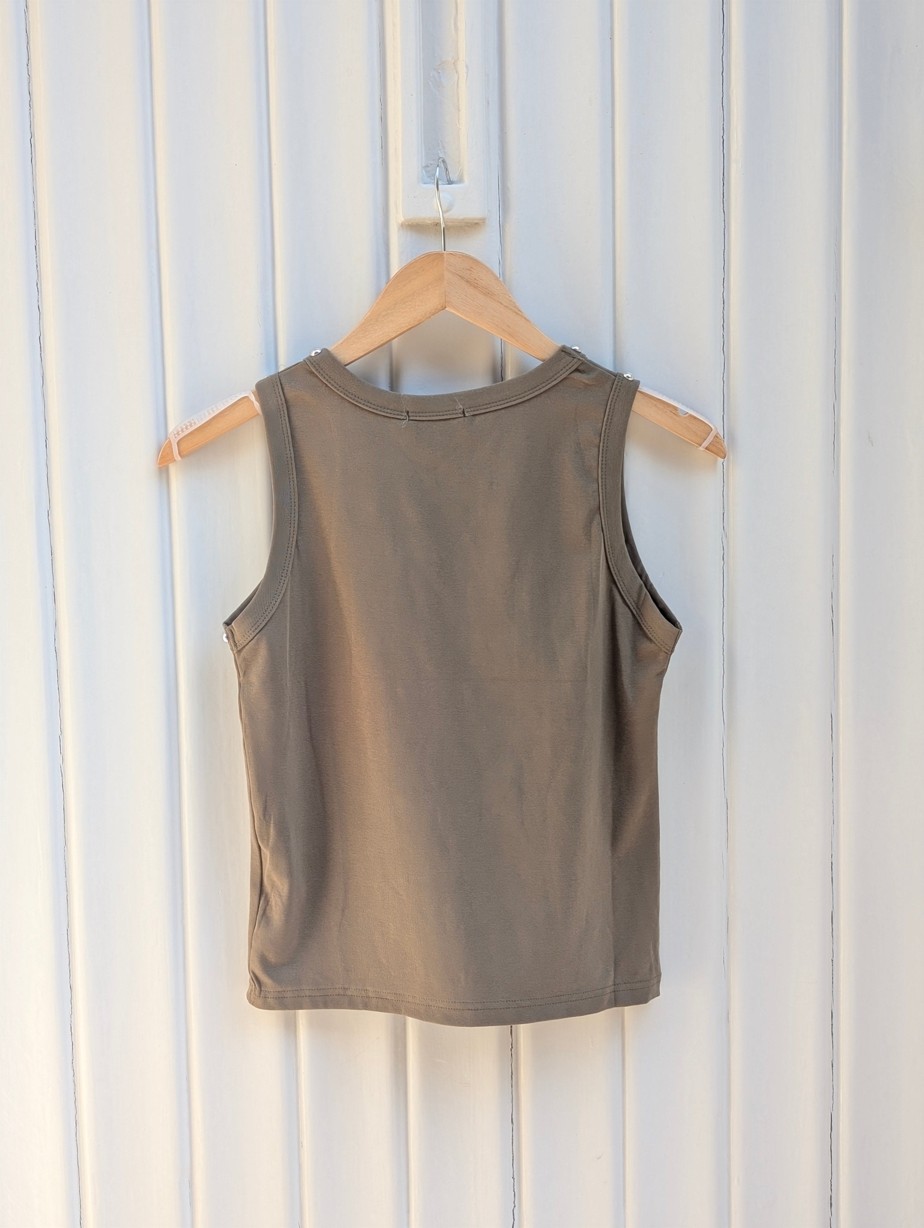 Studded Tank Top - Khaki Green - Kubanna