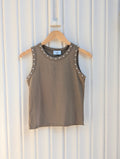 Studded Tank Top - Khaki Green - Kubanna