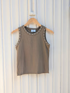 Studded Tank Top - Khaki Green - Kubanna