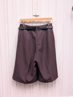 Tailord Belted Bermuda - Brown - Kubanna