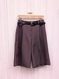 Tailord Belted Bermuda - Brown - Kubanna
