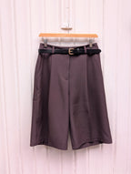 Tailord Belted Bermuda - Brown - Kubanna