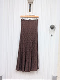 Textured Lace Maxi Skirt - Brown - Kubanna