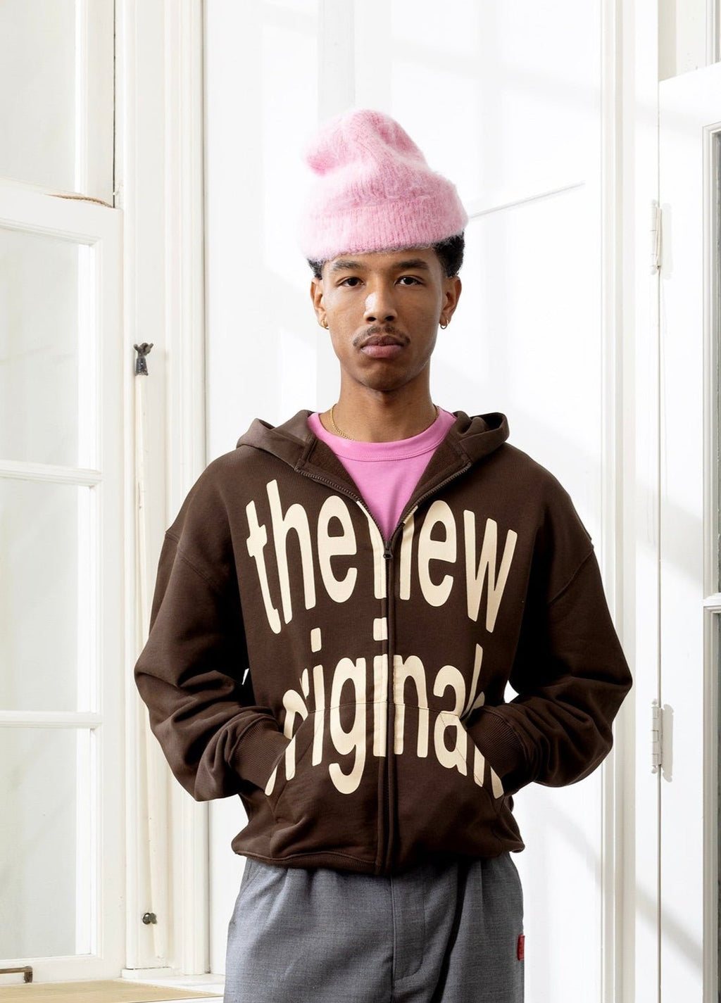 The New Originals Big Logo Zip - Up Hoodie - Acid Brown - Kubanna
