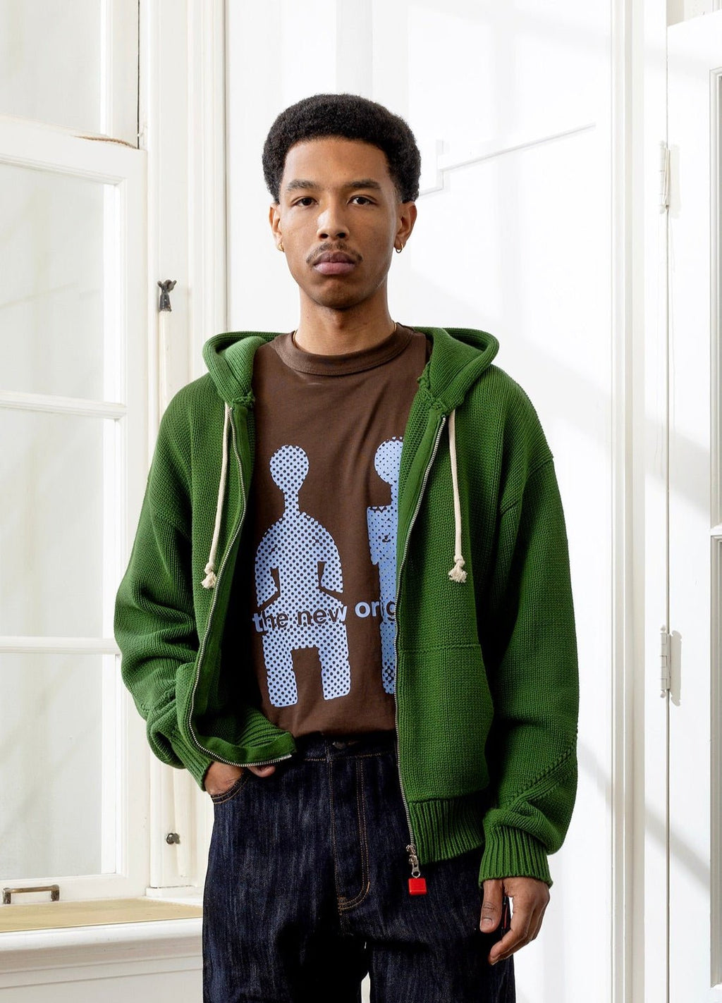 The New Originals Chunky Knit Zip - up Hoodie - Forest Elf - Kubanna