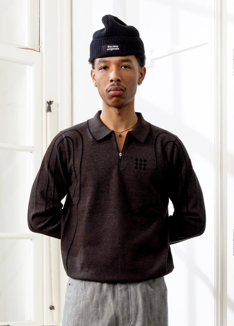 The New Originals - Innerspace Longesleeve Polo Brown Melange