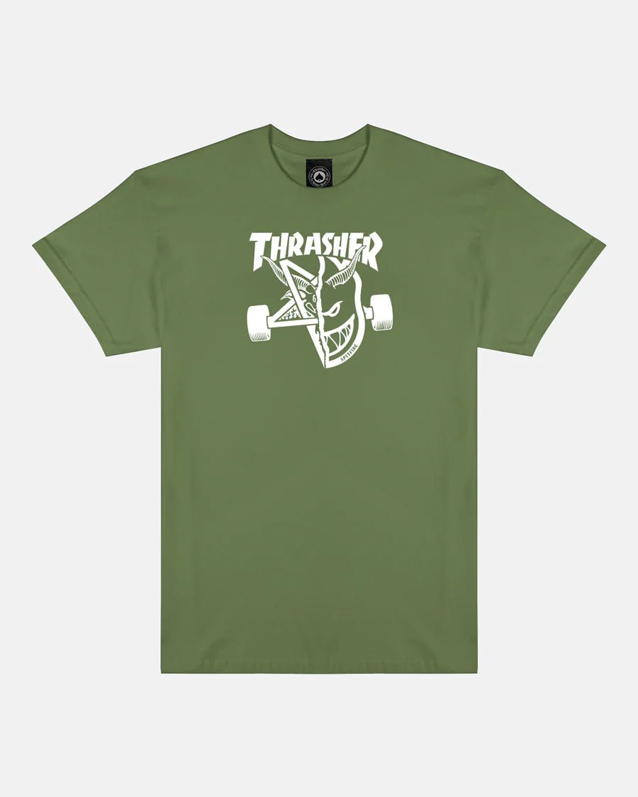 Thrasher x Spitfire Thrash & Burn T-shirt - Military Green - Kubanna