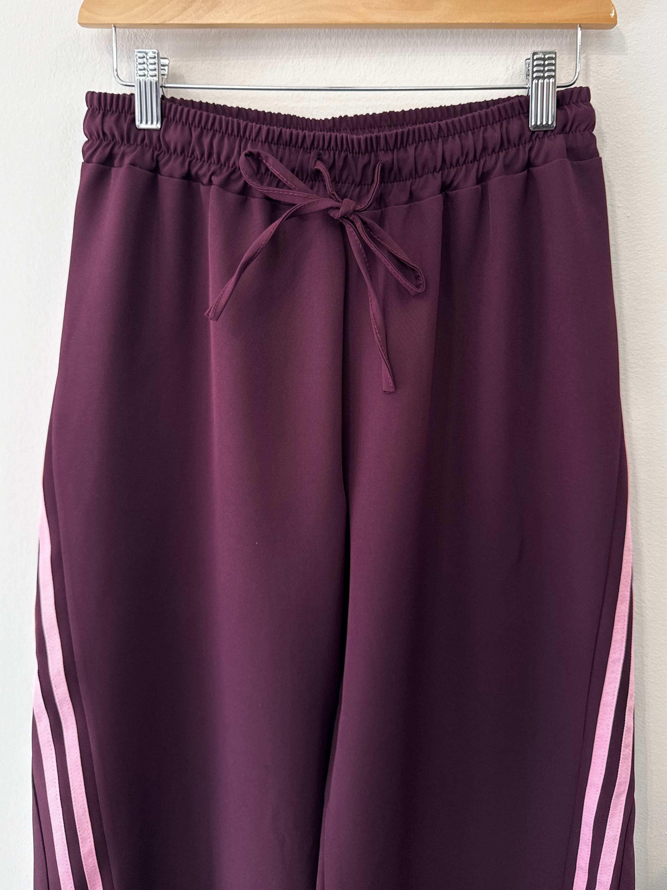 Tracy Curve Stripe Pants - Wine/Pink - Kubanna