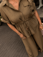 Utility Shirt & Palazzo Pants Set - Pistache - Kubanna