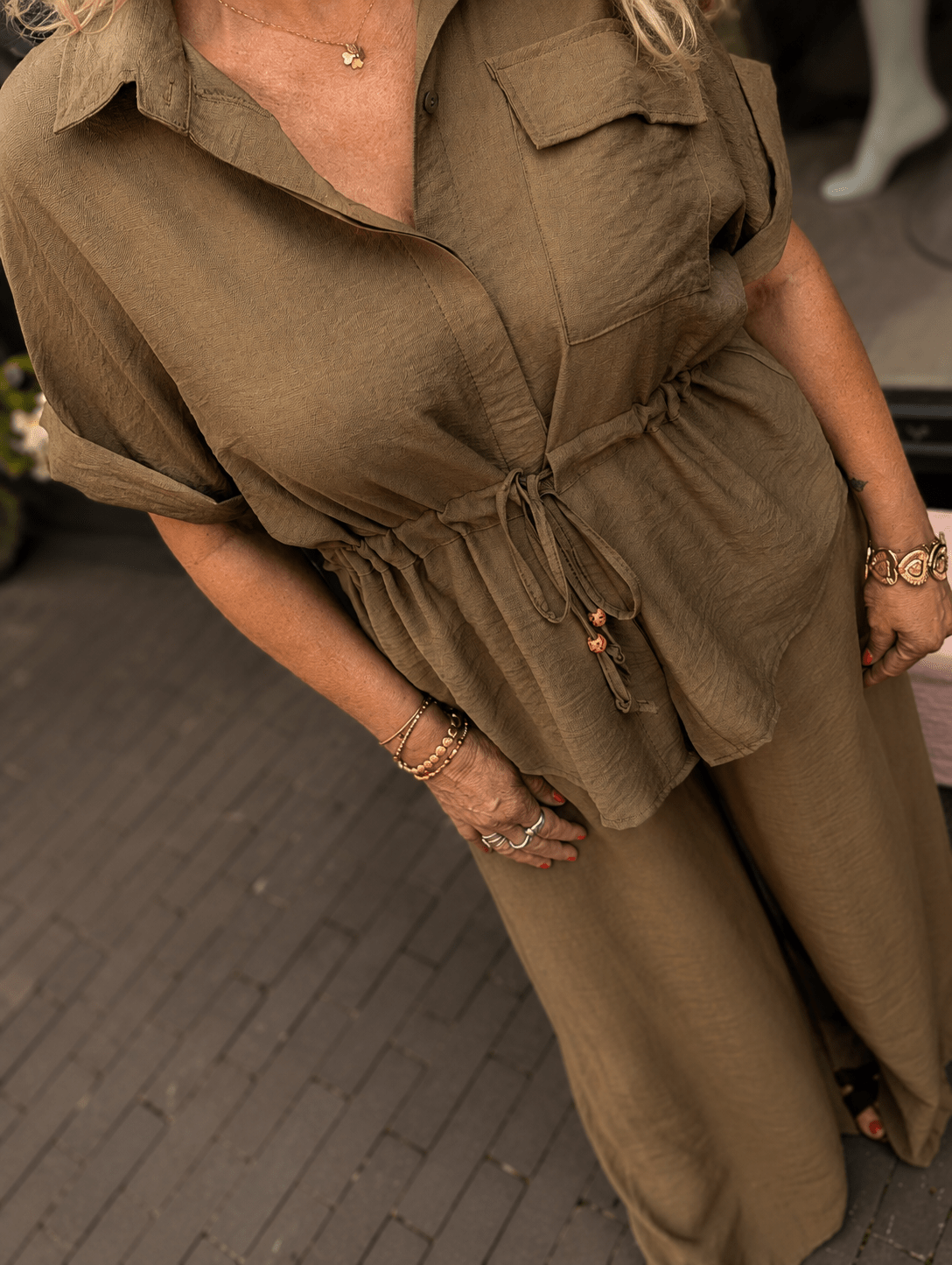 Utility Shirt & Palazzo Pants Set - Pistache - Kubanna