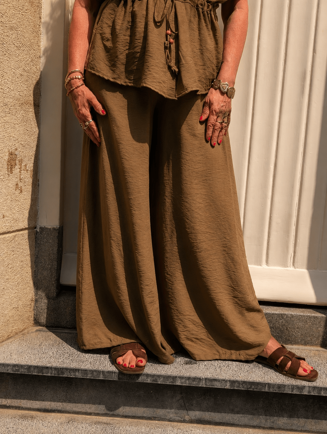 Utility Shirt & Palazzo Pants Set - Pistache - Kubanna