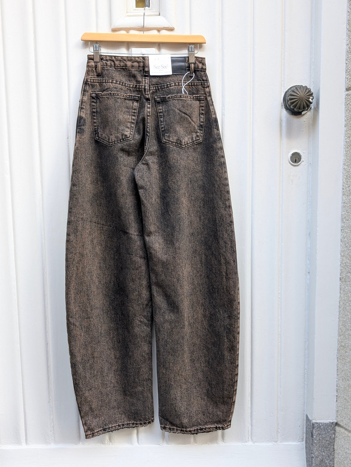 Washed Balloon Carpenter Jeans - Brown - Kubanna