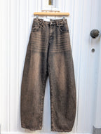 Washed Balloon Carpenter Jeans - Brown - Kubanna