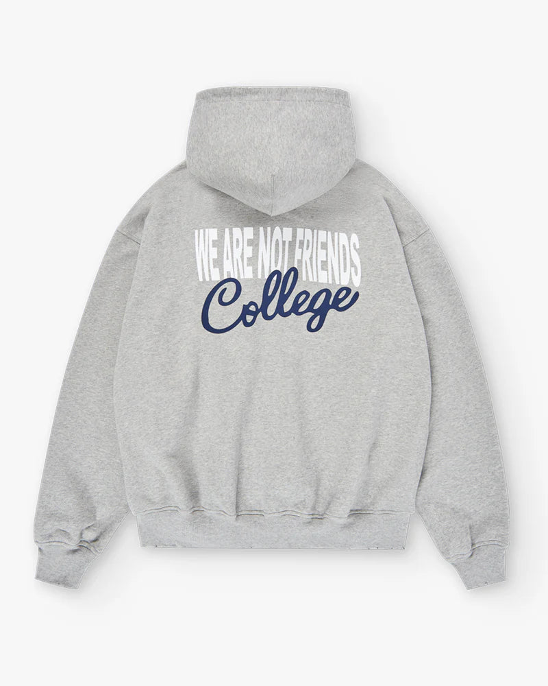 We Are Not Friends Boxy College Zip - Up Hoodie - Grey - Kubanna
