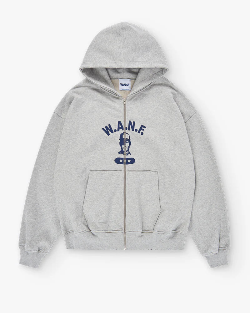 We Are Not Friends Boxy College Zip - Up Hoodie - Grey - Kubanna