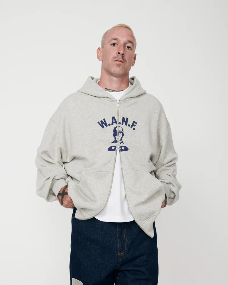 We Are Not Friends Boxy College Zip - Up Hoodie - Grey - Kubanna