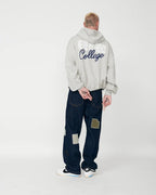 We Are Not Friends Boxy College Zip - Up Hoodie - Grey - Kubanna