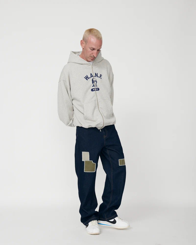 We Are Not Friends Boxy College Zip - Up Hoodie - Grey - Kubanna