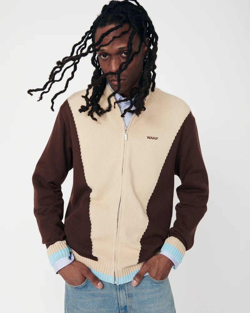We Are Not Friends Sport WANF Knit Jacket - Cream/Brown - Kubanna