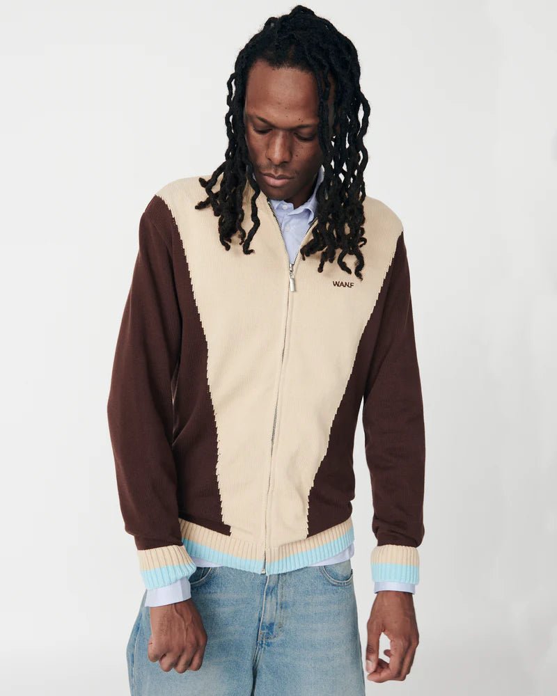 We Are Not Friends Sport WANF Knit Jacket - Cream/Brown - Kubanna