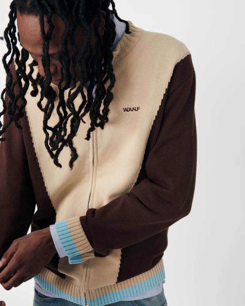 We Are Not Friends Sport WANF Knit Jacket - Cream/Brown - Kubanna