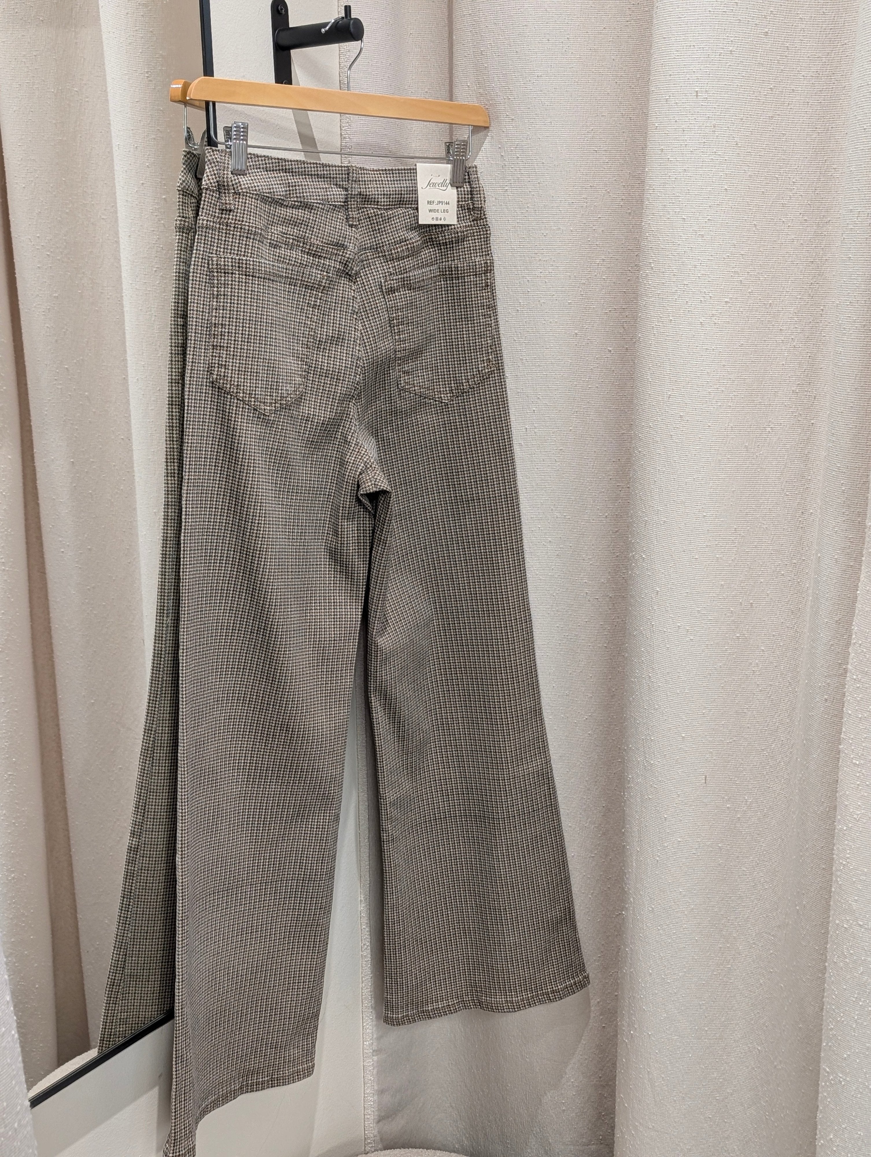 Wide leg pants - Espresso Check - Kubanna